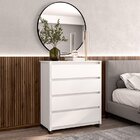 Cômoda 4 Gavetas Sem Puxador Coimbra Branco