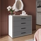 Cômoda 4 Gavetas Valência  Branco/cinza
