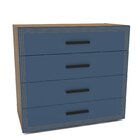 Cômoda 4 Gavetas Valência  Freijó/azul