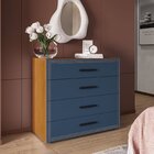 Cômoda 4 Gavetas Valência  Freijó/azul