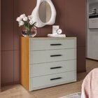 Cômoda 4 Gavetas Valência  Freijó/verde