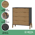 Cômoda 4 Gavetas Veneza Hecol Móveis Grafite Tx/pinus Cera