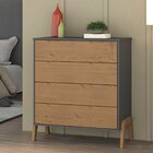 Cômoda 4 Gavetas Veneza Hecol Móveis Grafite Tx/pinus Cera