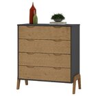 Cômoda 4 Gavetas Veneza Hecol Móveis Grafite Tx/pinus Cera