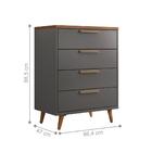 Cômoda 4 Gavetas Yokohama Grafite Jatobá