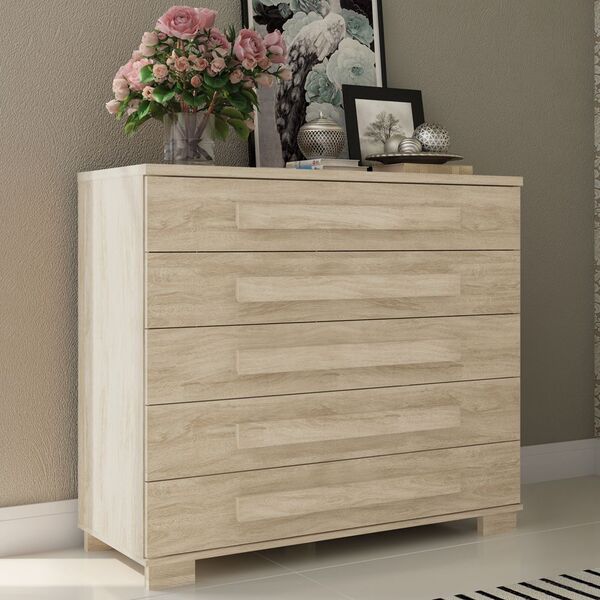 Cômoda 5 Gavetas 100% Mdf Bertioga Cedro Mad - Robel Móveis