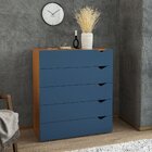 Cômoda 5 Gavetas 104,2 X 90cm Porto Freijó/azul