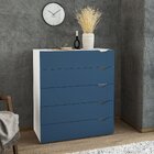 Cômoda 5 Gavetas 104,2cm X 90cm Porto Branco/azul