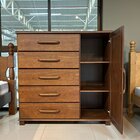 Cômoda 5 Gavetas 1 Porta 100% Madeira Maciça Linha Ouro Café