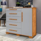 Cômoda 5 Gavetas 1 Porta Detroit New Nature/cinza