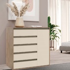 Cômoda 5 Gavetas 1 Porta Multiuso Mdf Select Belmax Carvalho/