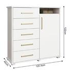 Cômoda 5 Gavetas 1 Porta Siena F08 Branco - Mpozenato