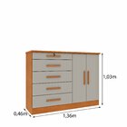 Cômoda 5 Gavetas 2 Portas 136cm Istambul