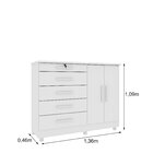 Cômoda 5 Gavetas 2 Portas 136cm Istambul Neve
