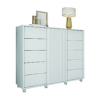 Cômoda 5 Gavetas 2 Portas Ripado Colosso Com Rodízios  Caemmun