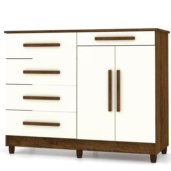 Comoda 5 Gavetas 5 Gavetas Mattiê Imbuia Branco Off Dicasa