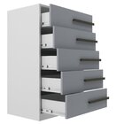 Cômoda 5 Gavetas 60 Cm De Largura Branco/ Cinza