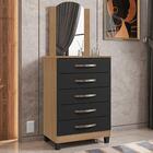 Cômoda 5 Gavetas Boston Nature Grafite Personalizado