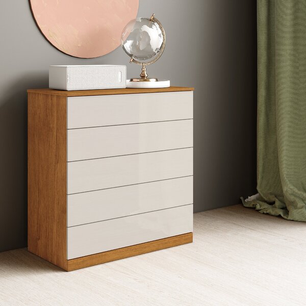 Cômoda 5 Gavetas Capri  Nature/off White