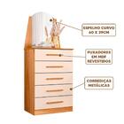 Cômoda 5 Gavetas Com Espelho Retrô Carvalho Grife Off White V