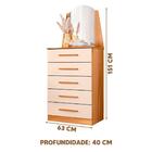 Cômoda 5 Gavetas Com Espelho Retrô Carvalho Grife Off White V