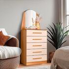 Cômoda 5 Gavetas Com Espelho Retrô Carvalho Grife Off White V