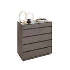 Cômoda 5 Gavetas Com Organizador Tampo Vidro Belize  Cinza