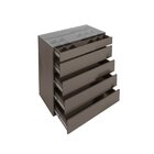 Cômoda 5 Gavetas Com Organizador Tampo Vidro Belize  Cinza