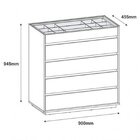 Cômoda 5 Gavetas Com Organizador Tampo Vidro Belize  Cinza