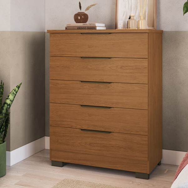 Cômoda 5 Gavetas Com Pés Lins Faimec