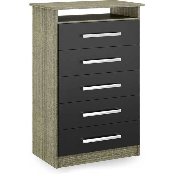 Cômoda 5 Gavetas D055 - Rodial - Teka / Preto