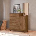 Cômoda 5 Gavetas E 1 Porta Com Espelho Naturale 937022