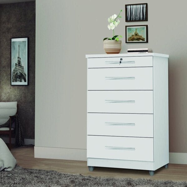 Cômoda 5 Gavetas Emas Móveis Primus Branco