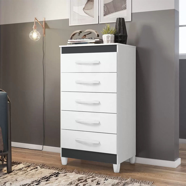 Cômoda 5 Gavetas Esmeralda - Albatroz Móveis - Branco Flex