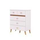 Cômoda 5 Gavetas Flex Com Pés Retrô Ibiza Branco/camarim