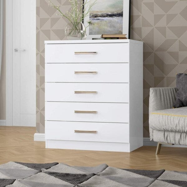 Cômoda 5 Gavetas Happy Espresso Móveis Branco