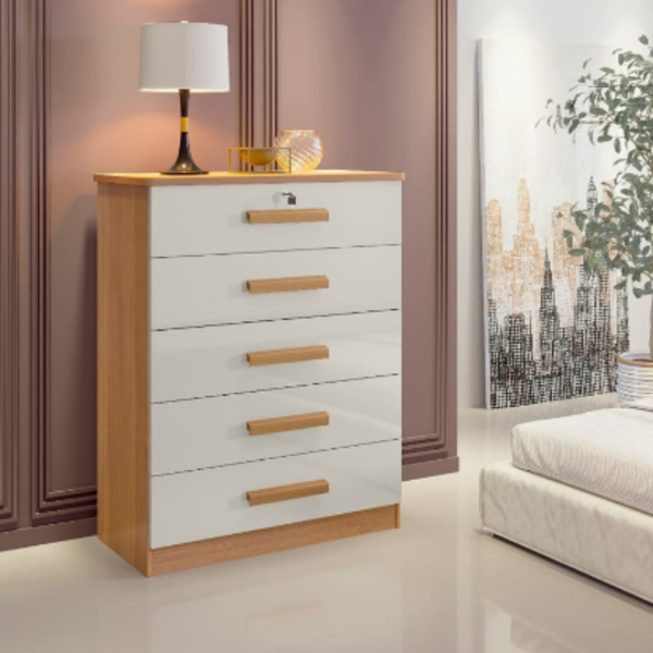 Cômoda 5 Gavetas Ipanema D Doro Móveis Cinamomo/off White