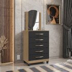 Cômoda 5 Gavetas Lion Com Espelho Móveis Leão Freijó/ Grafite