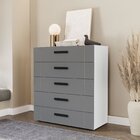 Cômoda 5 Gavetas Lisboa  Branco/cinza