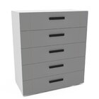 Cômoda 5 Gavetas Lisboa  Branco/cinza