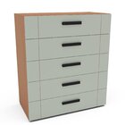 Cômoda 5 Gavetas Lisboa  Freijó/verde