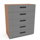 Cômoda 5 Gavetas Lisboa Politorno Móveis Freijó/cinza