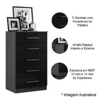 Cômoda 5 Gavetas Mdp Com Puxadores De Plástico Ellen Atacama/