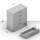 Cômoda 5 Gavetas Móveis 104,2cm 90cm 46cm Valência Branco/azul