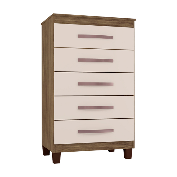 Cômoda 5 Gavetas Porto Belo Teka Champagne Clique Chique