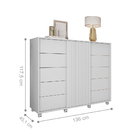 Cômoda 5 Gavetas Ripado Johann Branco Fosco