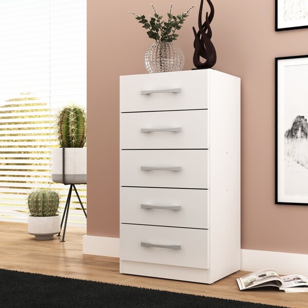 Cômoda 5 Gavetas Savana Branco - Rodial(pnr Base)