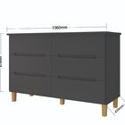 Cômoda 6 Gavetas 100% Mdf Logan 136cm Grafitto