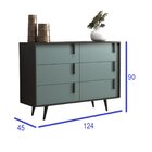 Cômoda 6 Gavetas 124 Cm Largura Tulipa Grafite/cinza