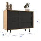 Cômoda 6 Gavetas 124 Cm Largura Tulipa Nogal/grafite